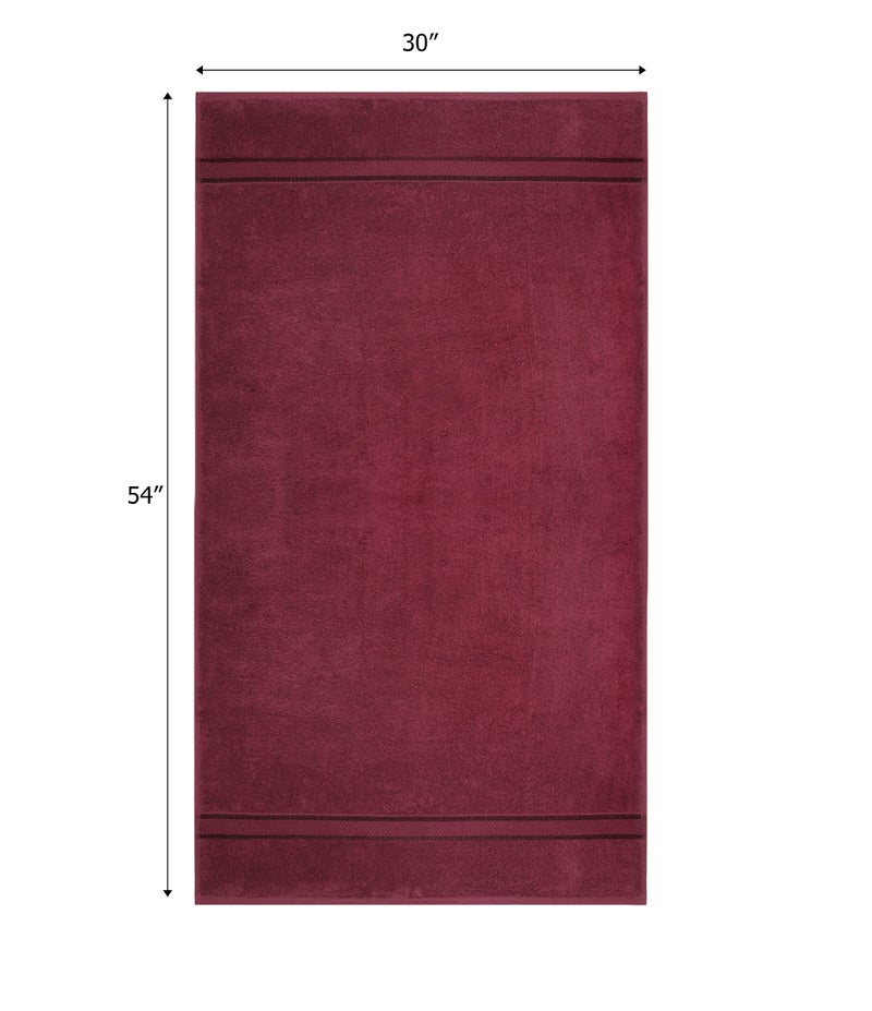 Cotton Craft Ultra Soft 4 Pack Oversized Extra Large Bath Towels 30x54 Burgundy Weighs 22 Ounces - 100% Pure Ringspun Cotton - Luxurious Rayon Trim - Ideal for Everyday use - Easy Care Machine wash - Image 2